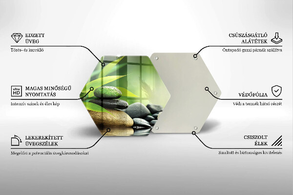 Üveg vágódeszka Zen bambusz kövek