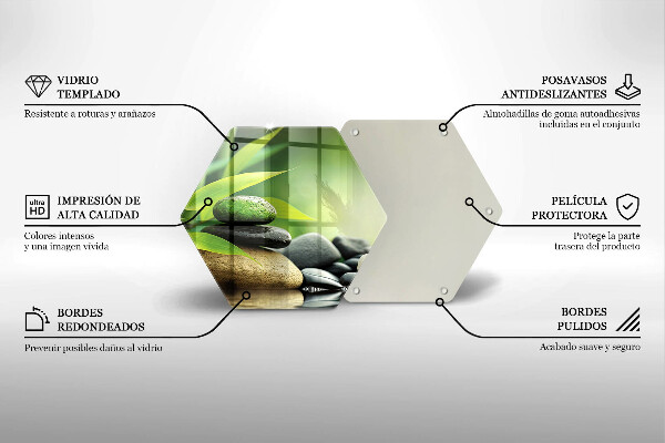 Üveg vágódeszka Zen bambusz kövek