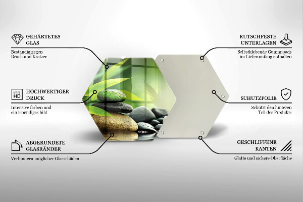 Üveg vágódeszka Zen bambusz kövek