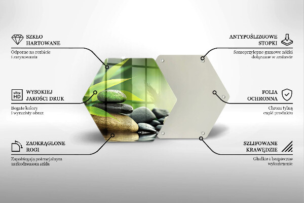 Üveg vágódeszka Zen bambusz kövek