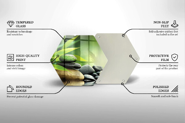 Üveg vágódeszka Zen bambusz kövek