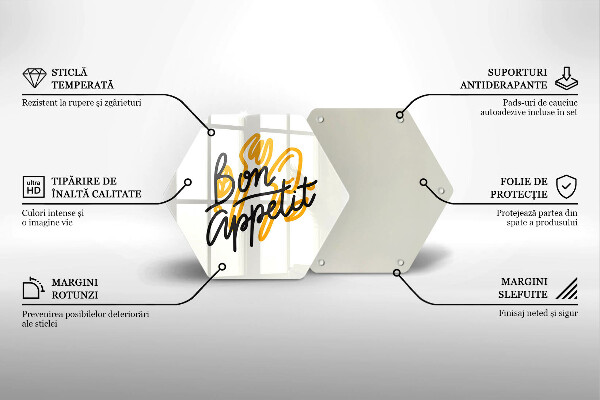 Üveg vágódeszka Bon Appetit felirat