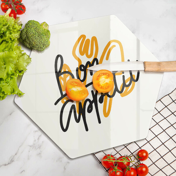 Üveg vágódeszka Bon Appetit felirat