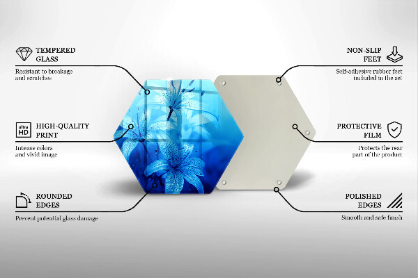 Üveg vágódeszka Kék virágok
