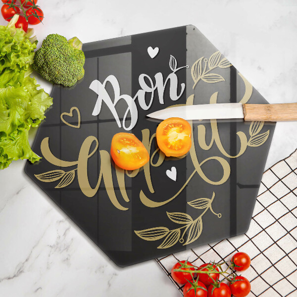 Üveg vágódeszka Bon Appetit felirat