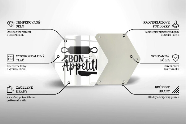 Üveg vágódeszka Bon Appetit felirat