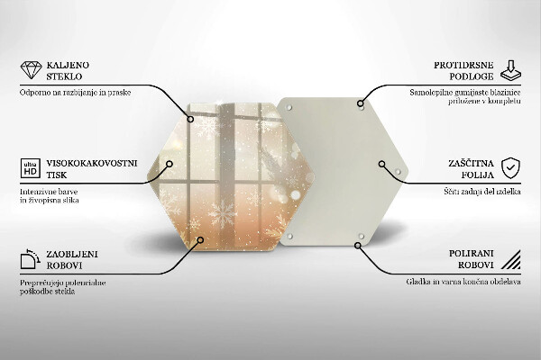 Üveg vágódeszka Hópelyhek