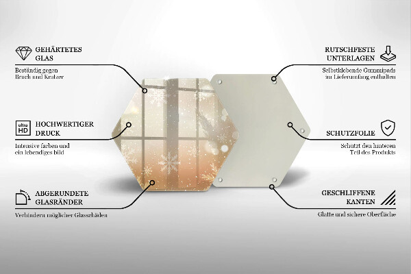 Üveg vágódeszka Hópelyhek