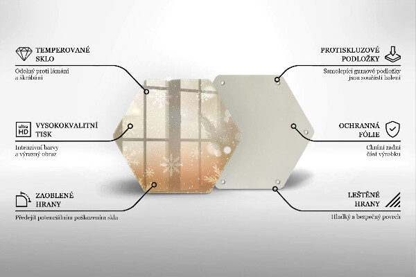 Üveg vágódeszka Hópelyhek