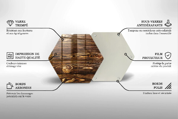 Üveg vágódeszka Fa textúra