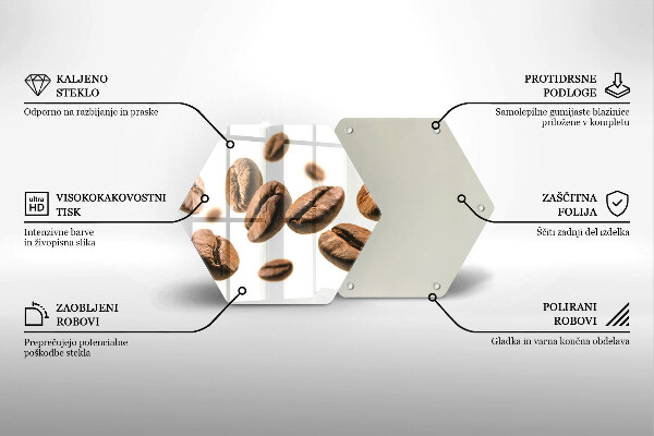 Üveg vágódeszka Kávébab