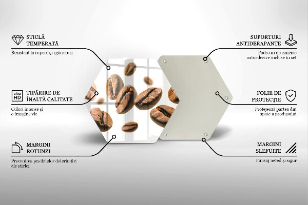 Üveg vágódeszka Kávébab