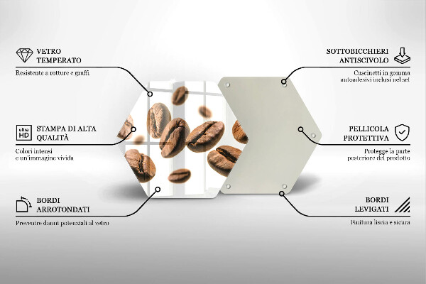 Üveg vágódeszka Kávébab