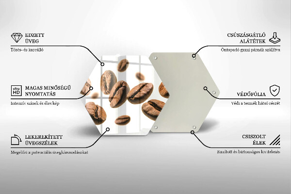 Üveg vágódeszka Kávébab