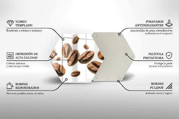 Üveg vágódeszka Kávébab