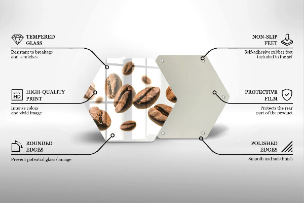 Üveg vágódeszka Kávébab