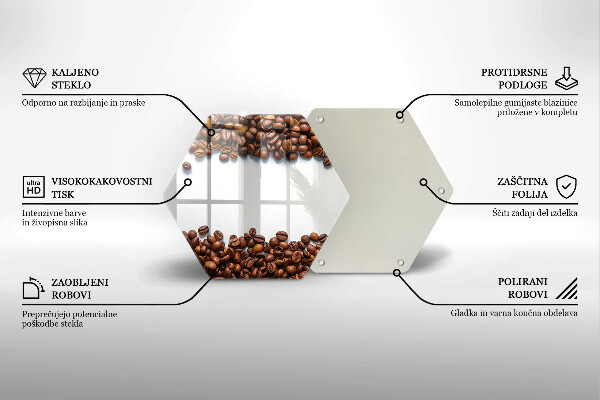 Üveg vágódeszka Kávébab