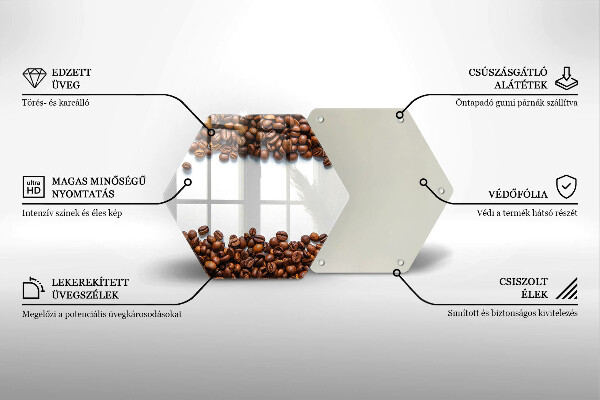 Üveg vágódeszka Kávébab