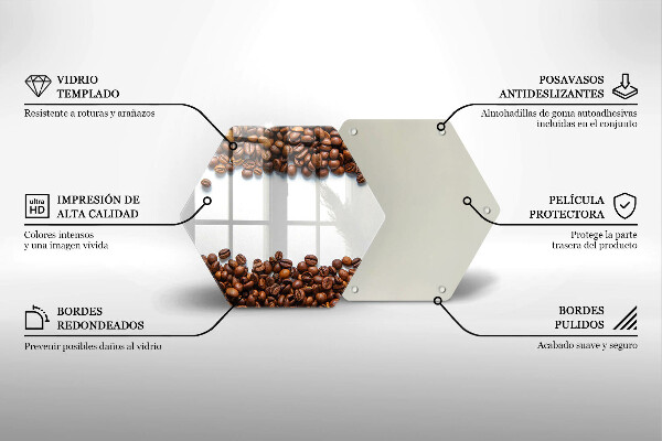 Üveg vágódeszka Kávébab