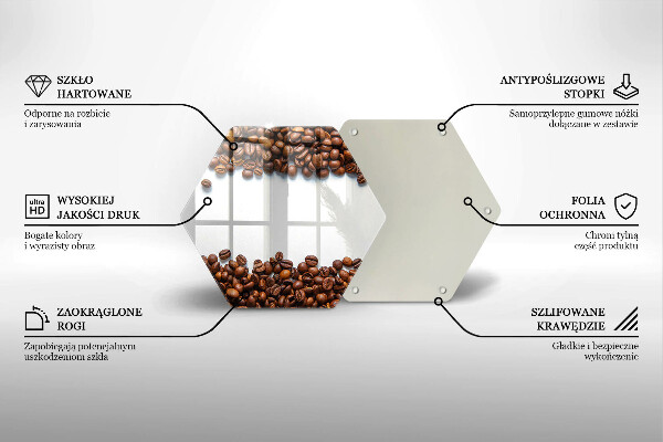 Üveg vágódeszka Kávébab