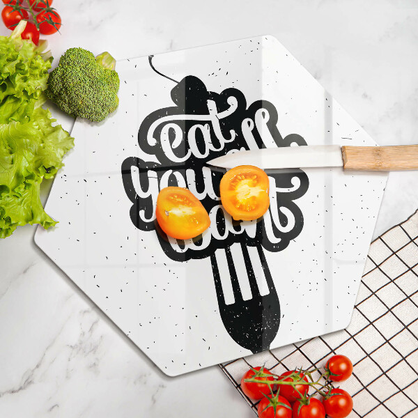 Üveg vágódeszka Eat all you want