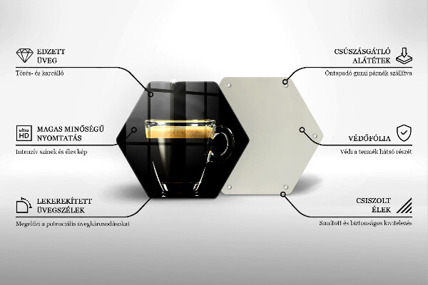 Üveg vágódeszka Egy pohár fekete kávé