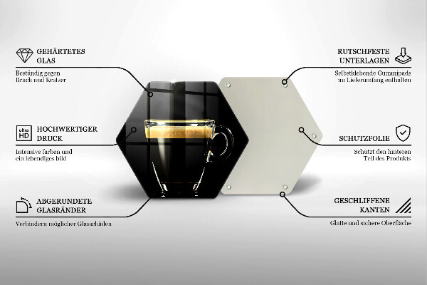 Üveg vágódeszka Egy pohár fekete kávé