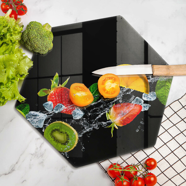 Üveg vágódeszka Gyümölcsök vízben