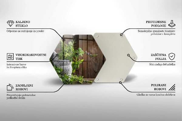 Üveg vágódeszka Zöld gyógynövények