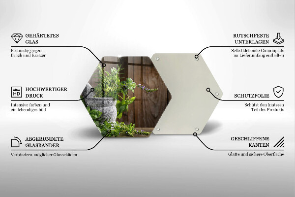 Üveg vágódeszka Zöld gyógynövények