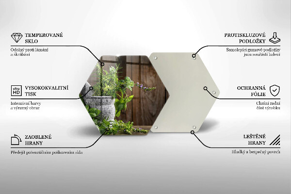 Üveg vágódeszka Zöld gyógynövények