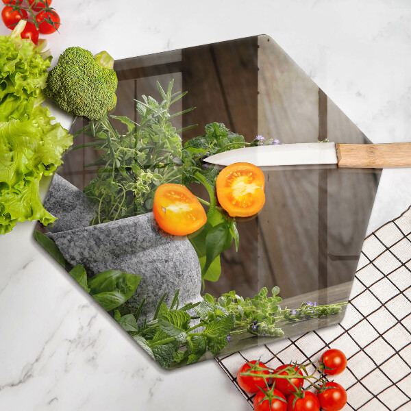 Üveg vágódeszka Zöld gyógynövények