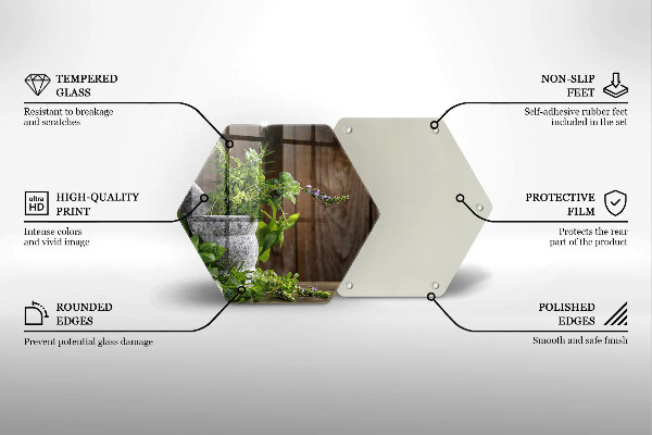 Üveg vágódeszka Zöld gyógynövények