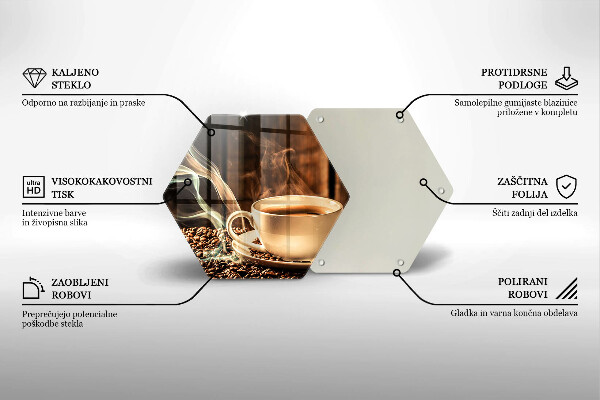 Üveg vágódeszka Csésze és kávébab