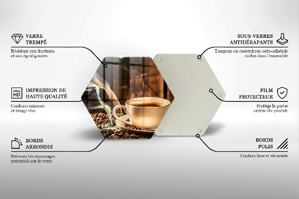 Üveg vágódeszka Csésze és kávébab