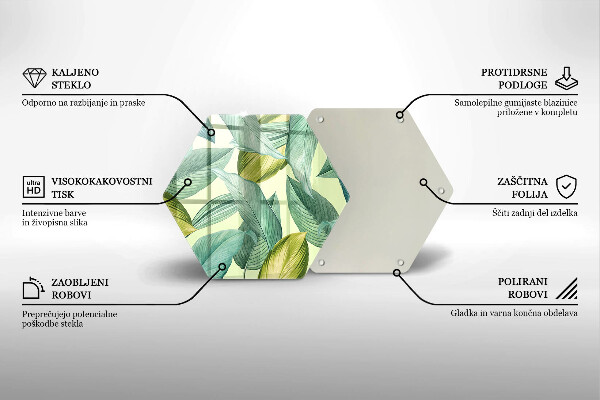 Üveg vágódeszka Zöld trópusi levelek