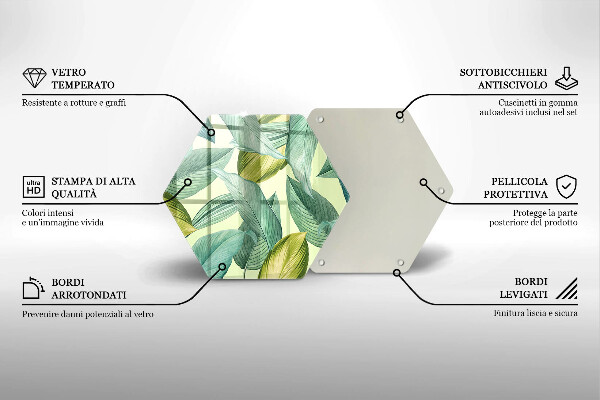 Üveg vágódeszka Zöld trópusi levelek