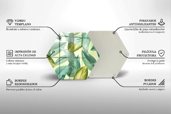 Üveg vágódeszka Zöld trópusi levelek