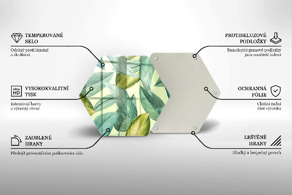 Üveg vágódeszka Zöld trópusi levelek
