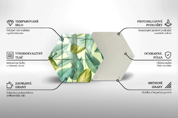 Üveg vágódeszka Zöld trópusi levelek