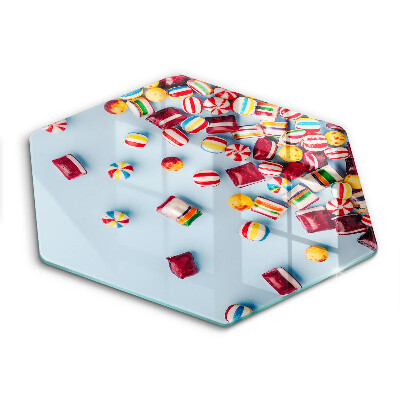 Üveg vágódeszka Színes cukorkák