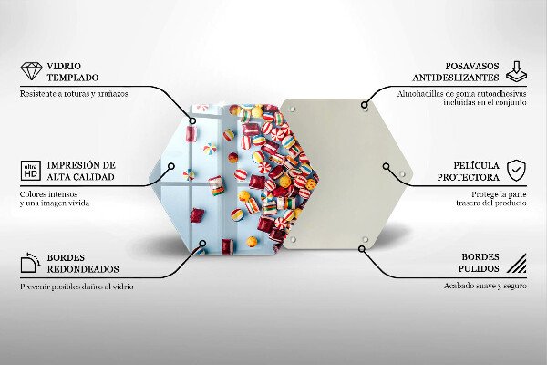 Üveg vágódeszka Színes cukorkák