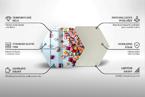 Üveg vágódeszka Színes cukorkák