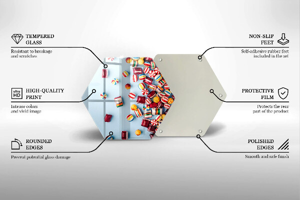 Üveg vágódeszka Színes cukorkák