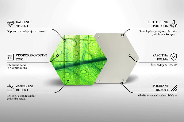 Üveg vágódeszka Közeli kép egy levélről