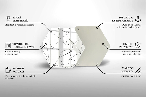 Üveg vágódeszka Fehér háromszögek