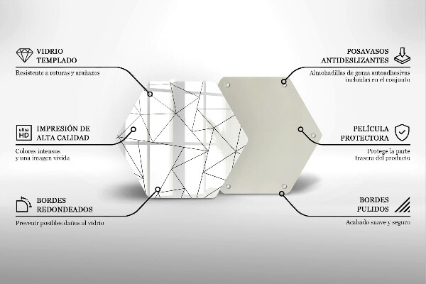 Üveg vágódeszka Fehér háromszögek