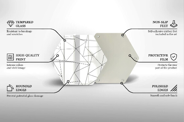 Üveg vágódeszka Fehér háromszögek