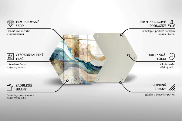 Üveg vágódeszka Színes márvány