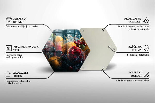 Üveg vágódeszka Gyümölcsök vízben